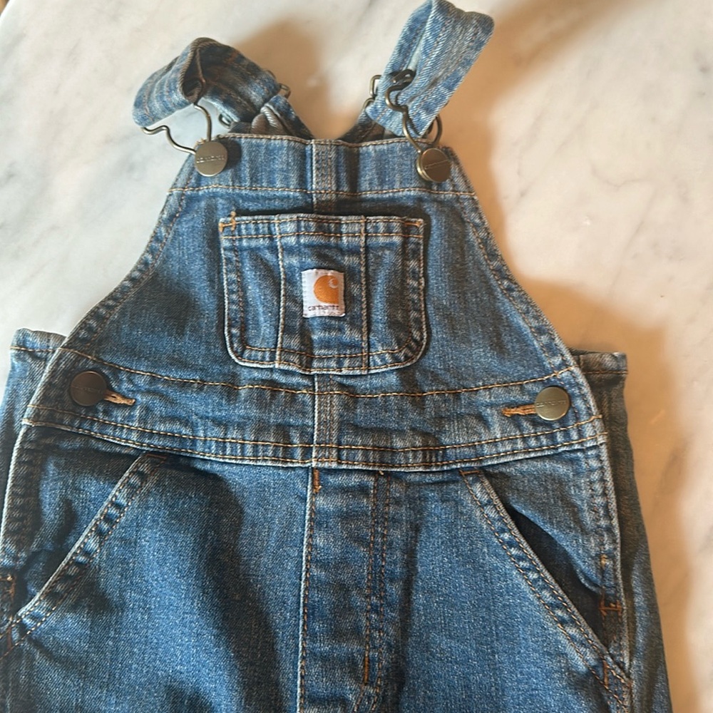 Carhartt baby overalls with buckles and side snaps